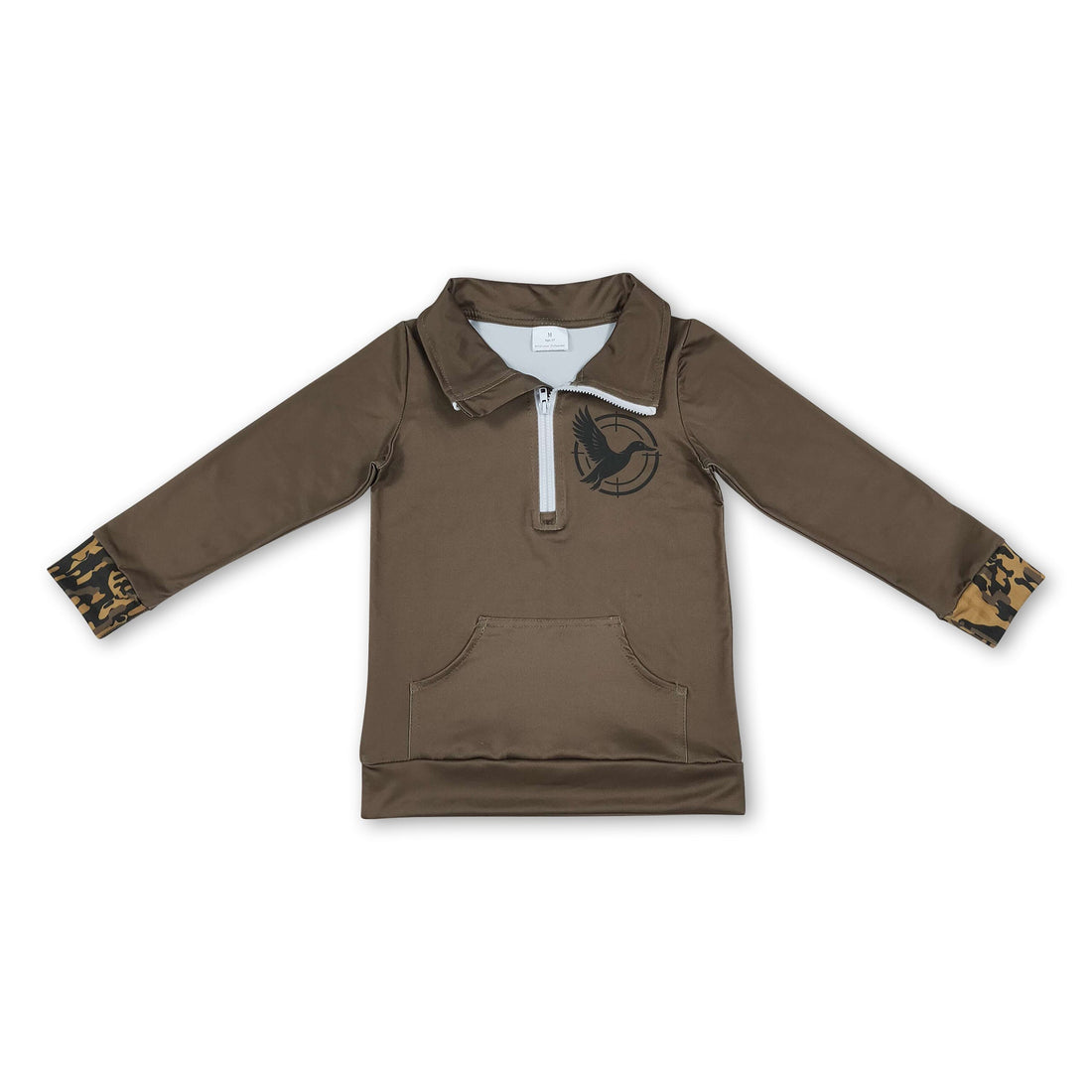 Camo long sleeves duck kids pocket zipper pullover
