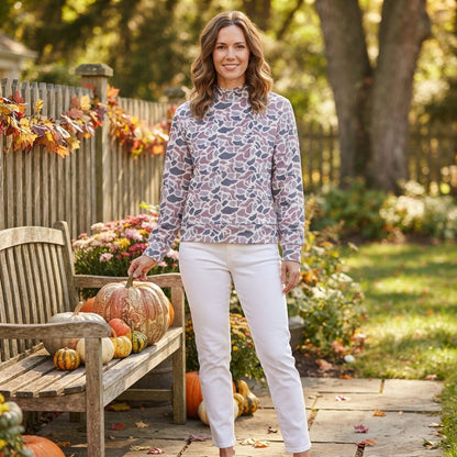 Long sleeves grey camo adult women active top