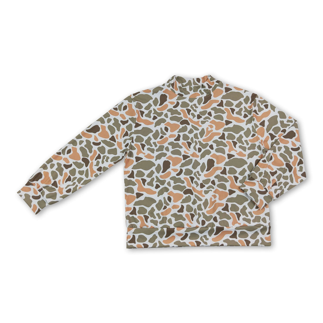 Long sleeves green camo adult women active top