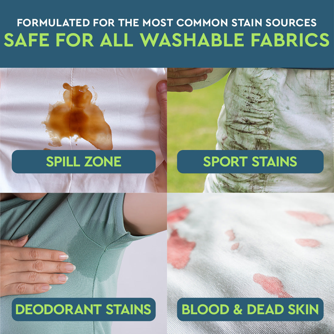 Puracy Laundry Stain Remover bottle with spray nozzle, designed to eliminate tough stains from clothing and fabrics.