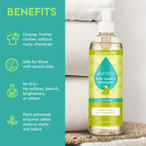 Puracy baby laundry detergent bottle with gentle formula, designed for delicate baby clothes and safe for sensitive skin.