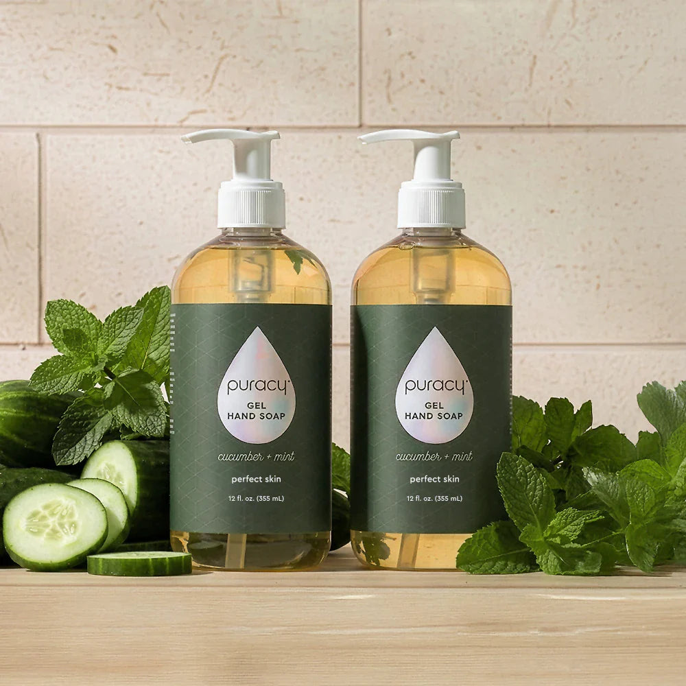 Puracy Gel Hand Soap in a 12oz 2-pack, smooth gel formula for effective hand cleansing and freshness.