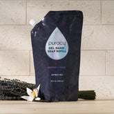 Puracy gel hand soap refill bottle with clear liquid soap, designed for hand hygiene and skin gentle cleansing.