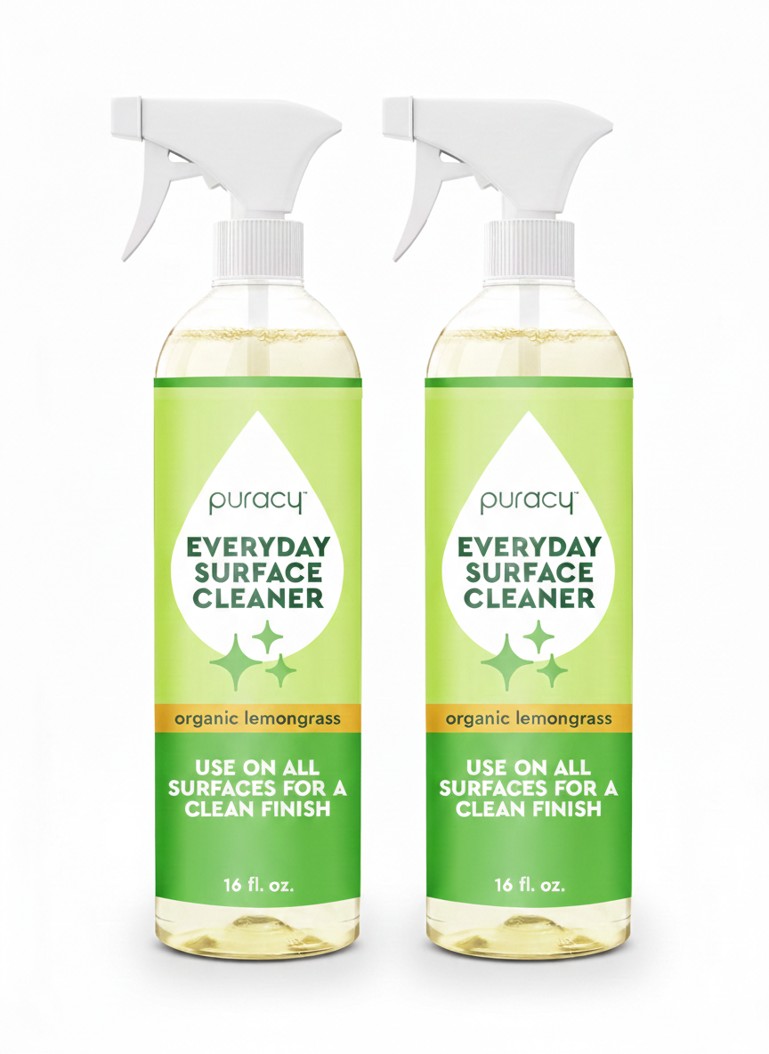 Puracy Everyday Multi-Surface Cleaner bottle with label, designed for cleaning various surfaces around the home