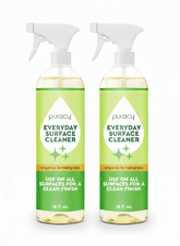 Puracy Everyday Multi-Surface Cleaner bottle with label, designed for cleaning various surfaces around the home