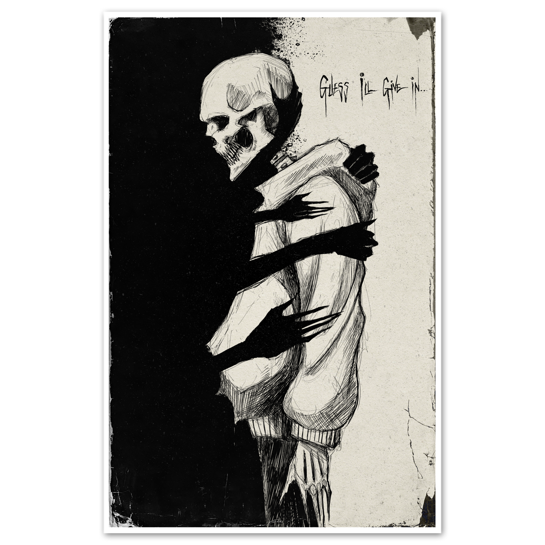 Give In Print poster by Any Means Necessary Clothing featuring bold, artistic design on 11x17 inch paper.