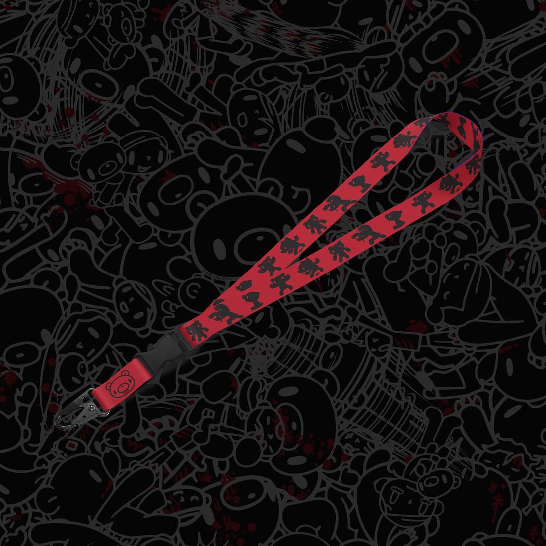 Gloomy silhouette design on a black lanyard by Any Means Necessary Clothing, featuring a stylish and minimalist look.