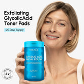Maree Glycolic Acid Pads, 200 count, featuring textured cotton pads for exfoliating and skin renewal skincare routine