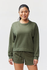 Goal Five Freasy Crew lifestyle jacket in dark moss color, featuring a casual fit and comfortable fabric for everyday wear.
