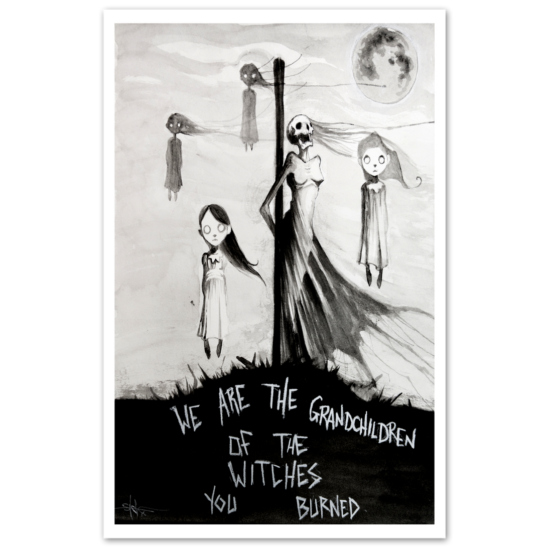 Colorful 11x17 poster featuring the "Grandchildren of Witches" print by Any Means Necessary Clothing, with mystical and vibrant artwork.