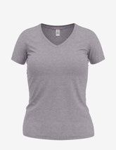 Women’s Wonder V-Neck 8650 top by SpectraUSA in graphite-heather, front view showing soft fabric and classic V-neck design.