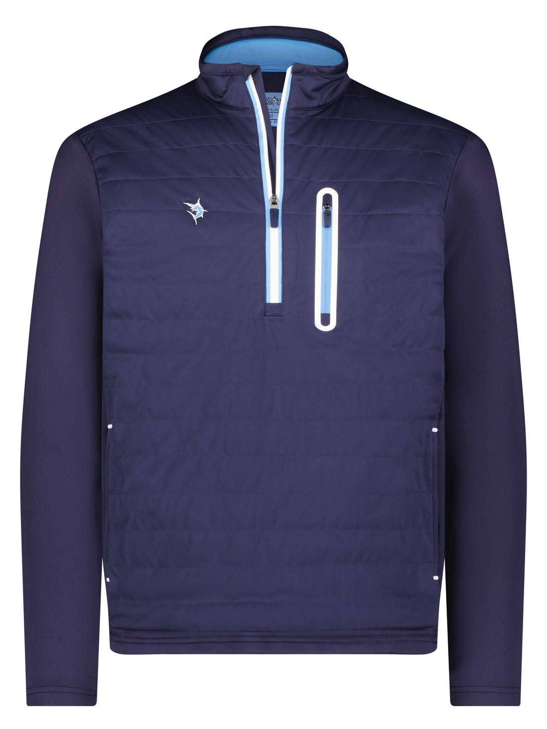 White Water Life Hampton Pullover technical quarter zip layered shirt shown in navy with a high collar and front zipper.