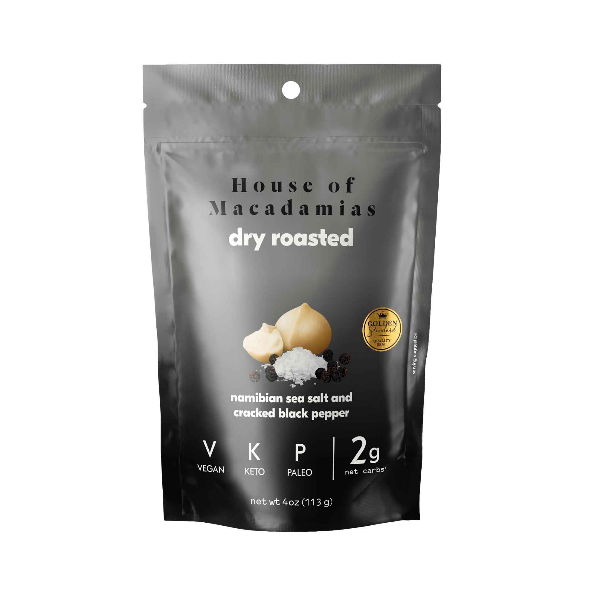 Dry Roasted Macadamia Nuts with Namibian Sea Salt &amp; Black Pepper (4oz x 6 Bags)