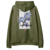 Yūjin Clothing Horizons Hoodie, soft fabric with hood and front pocket, featuring a stylish design in muted tones.
