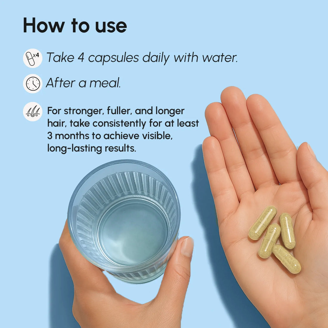 Bottle of Maree Biotin &amp; Collagen Hair Growth Complex supplement with capsule contents visible in the image.