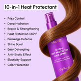 Maree heat styling protective hair spray bottle with spray nozzle, designed to shield hair from heat damage during styling.