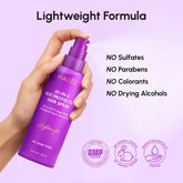 Maree heat styling protective hair spray applied to shiny, smooth hair to protect against heat damage during styling.