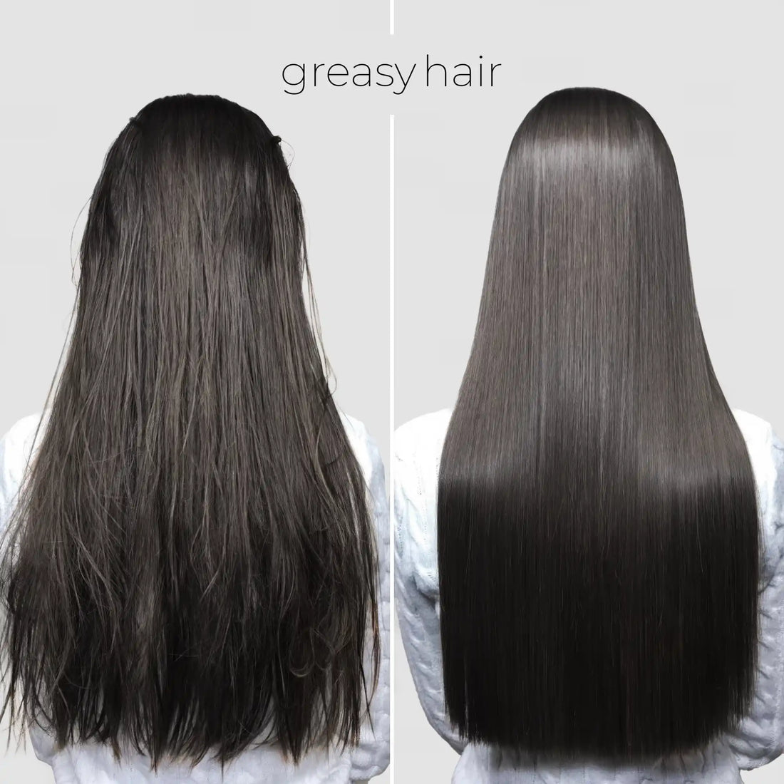 Maree keratin mask for damaged hair showing before and after treatment, smooth and shiny hair close-up image