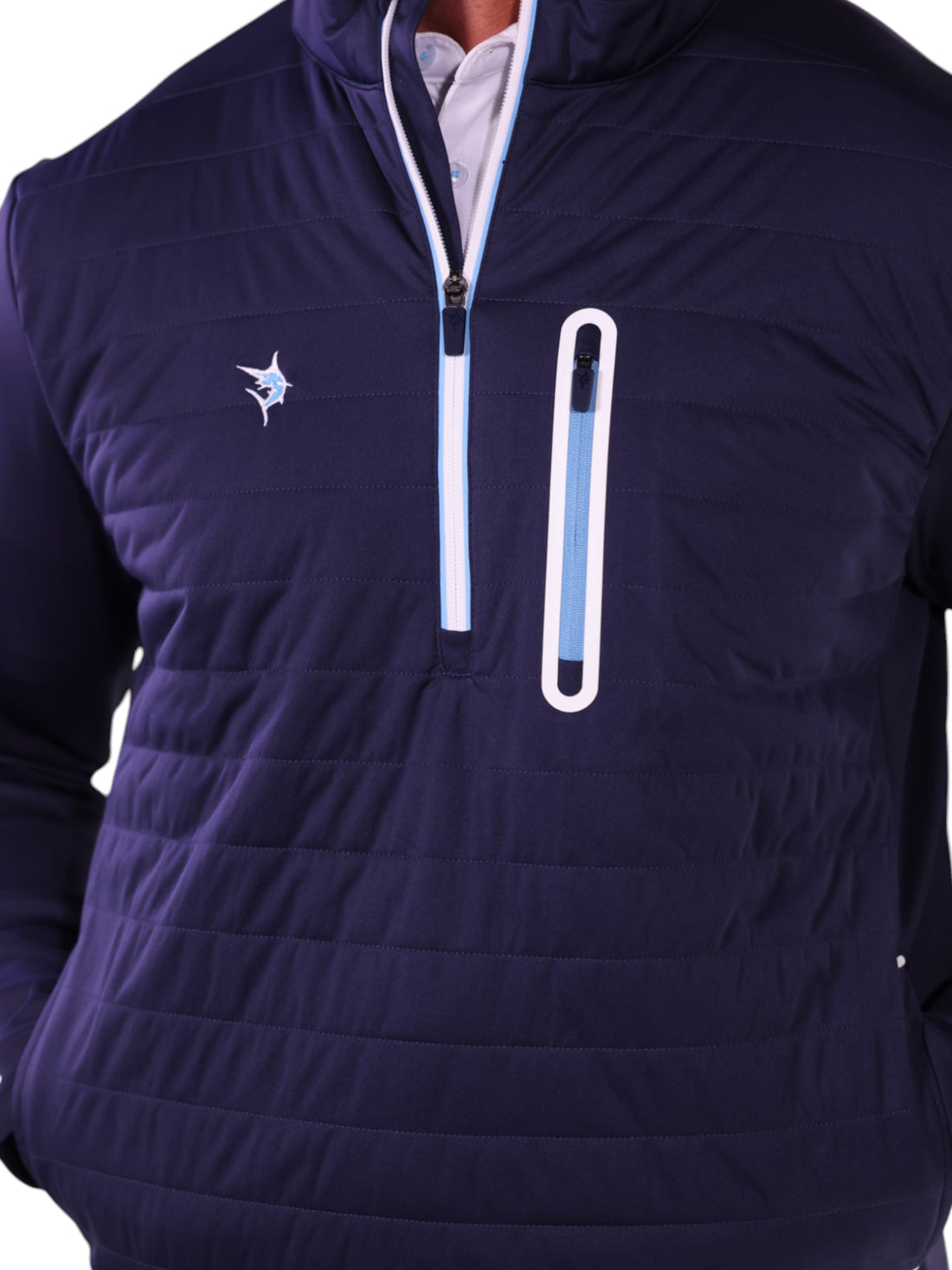 White Water Life Hampton Pullover technical quarter zip layered hoodie with front pocket in navy