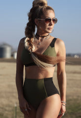 Forever Young Swimwear Hampton high waist bikini bottom with neoprene fabric, featuring a stylish and comfortable fit for beach or pool.