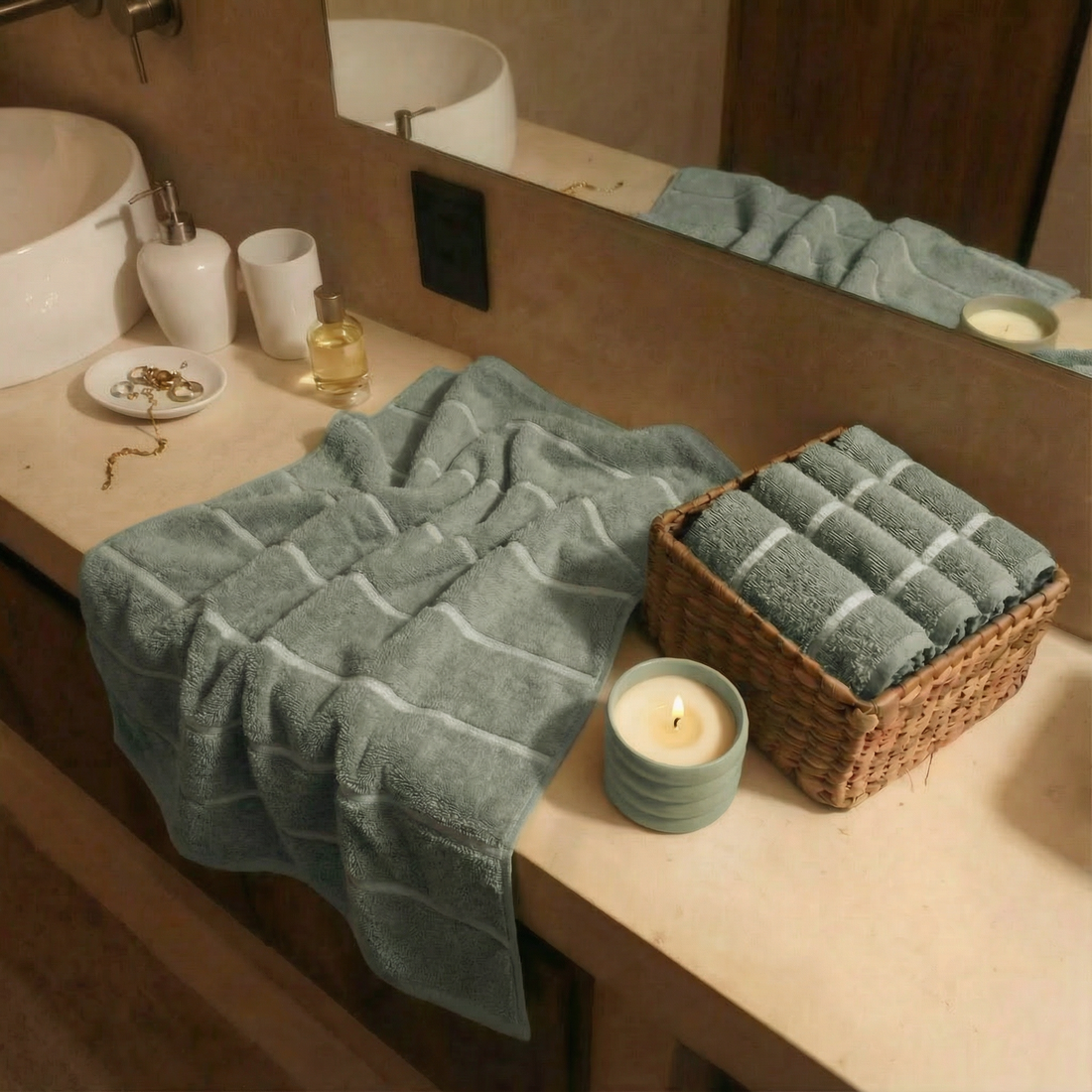 Italic Deia Australian cotton hand towel for home use, featuring soft, plush texture and elegant design.