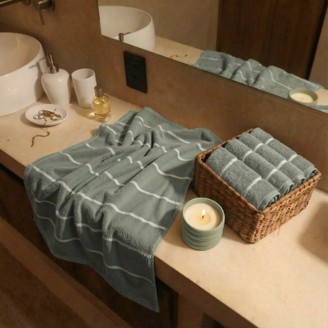 Hand towel from Italic Deia Australian cotton towel collection, soft and absorbent for home and bed use.