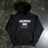 Black hoodie from Any Means Necessary Clothing featuring "Hell is Empty" text on the front.