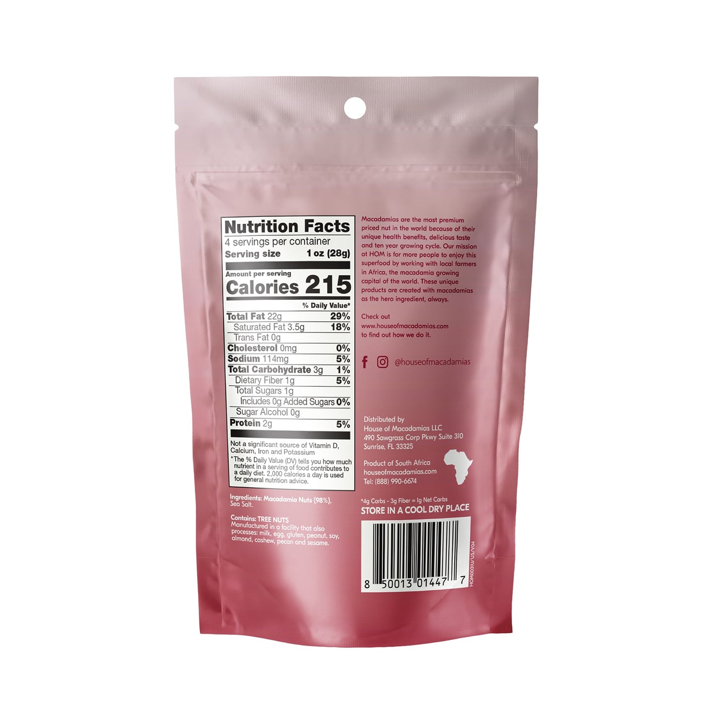 Dry Roasted Macadamia Nuts with Namibian Sea Salt (4oz x 6 Bags)