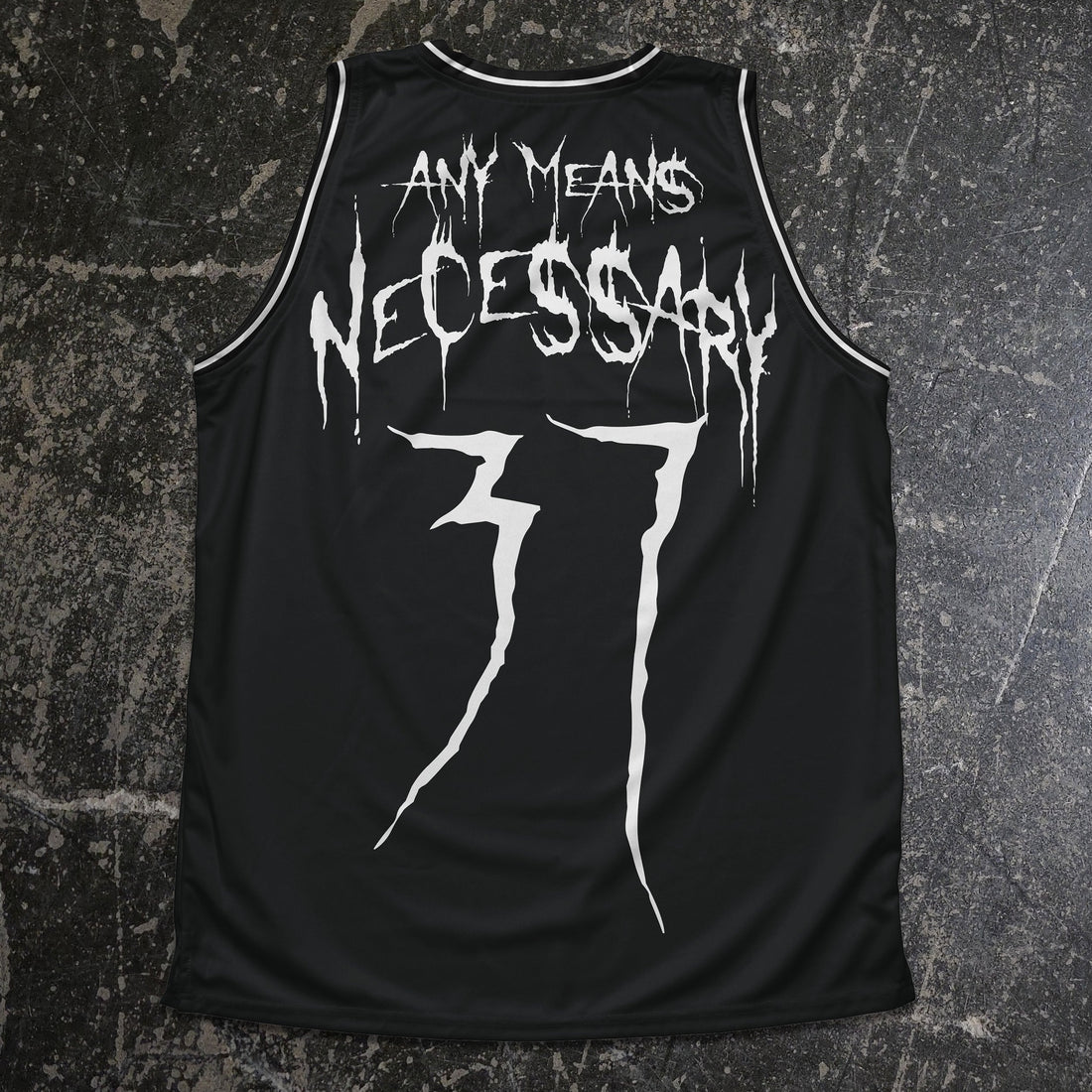 Back view of Any Means Necessary Clothing Hyenas Jersey shirt featuring a hyenas graphic design on the back.
