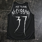 Back view of Any Means Necessary Clothing Hyenas Jersey shirt featuring a hyenas graphic design on the back.