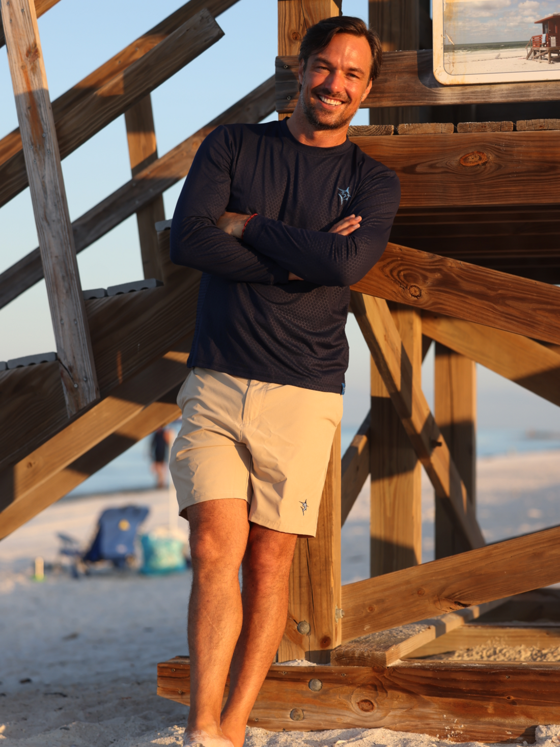 White Water Life Captain Shorts laid flat, showcasing durable fabric, adjustable waistband, and classic design perfect for outdoor adventures.