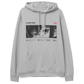 Yūjin Clothing I Love You hoodie with a cozy fit and a printed "I Love You" message on the front, made from soft, comfortable fabric.