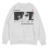 Yūjin Clothing I Love You sweatshirt featuring a cozy, casual fit with a printed "I Love You" message on soft fabric.