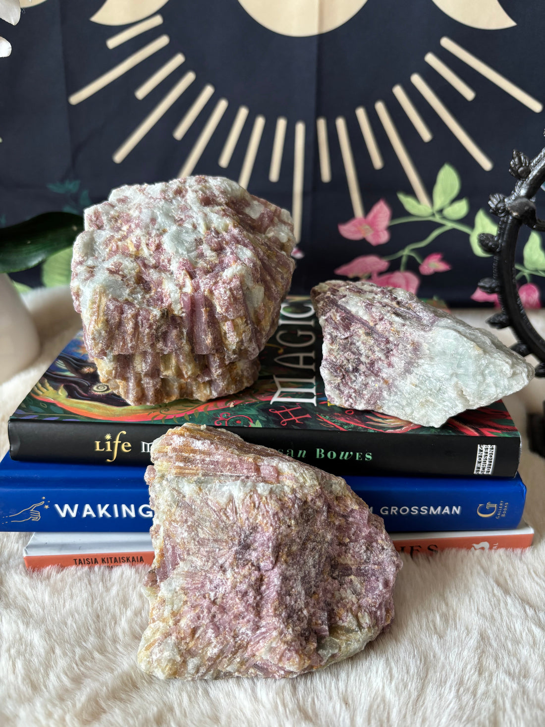Raw pink tourmaline gemstone from Evermore Everlasting, showcasing its natural pink color and unpolished, rough crystal form.