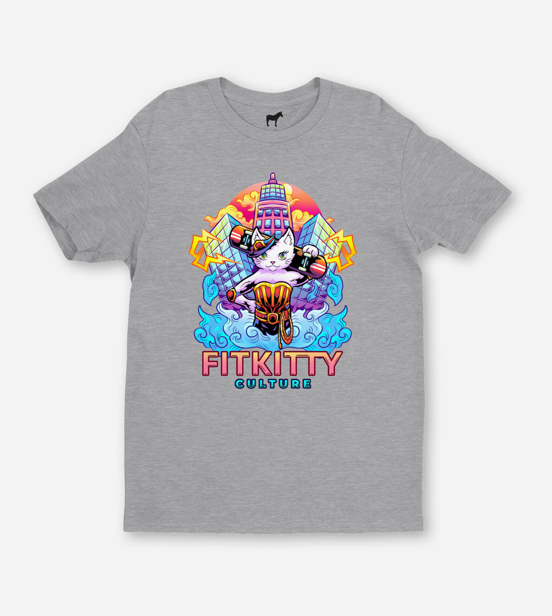 Black Fitkitty Baddie Kitty T-shirt featuring bold graphic design, casual fit, perfect for athleisure and everyday wear.