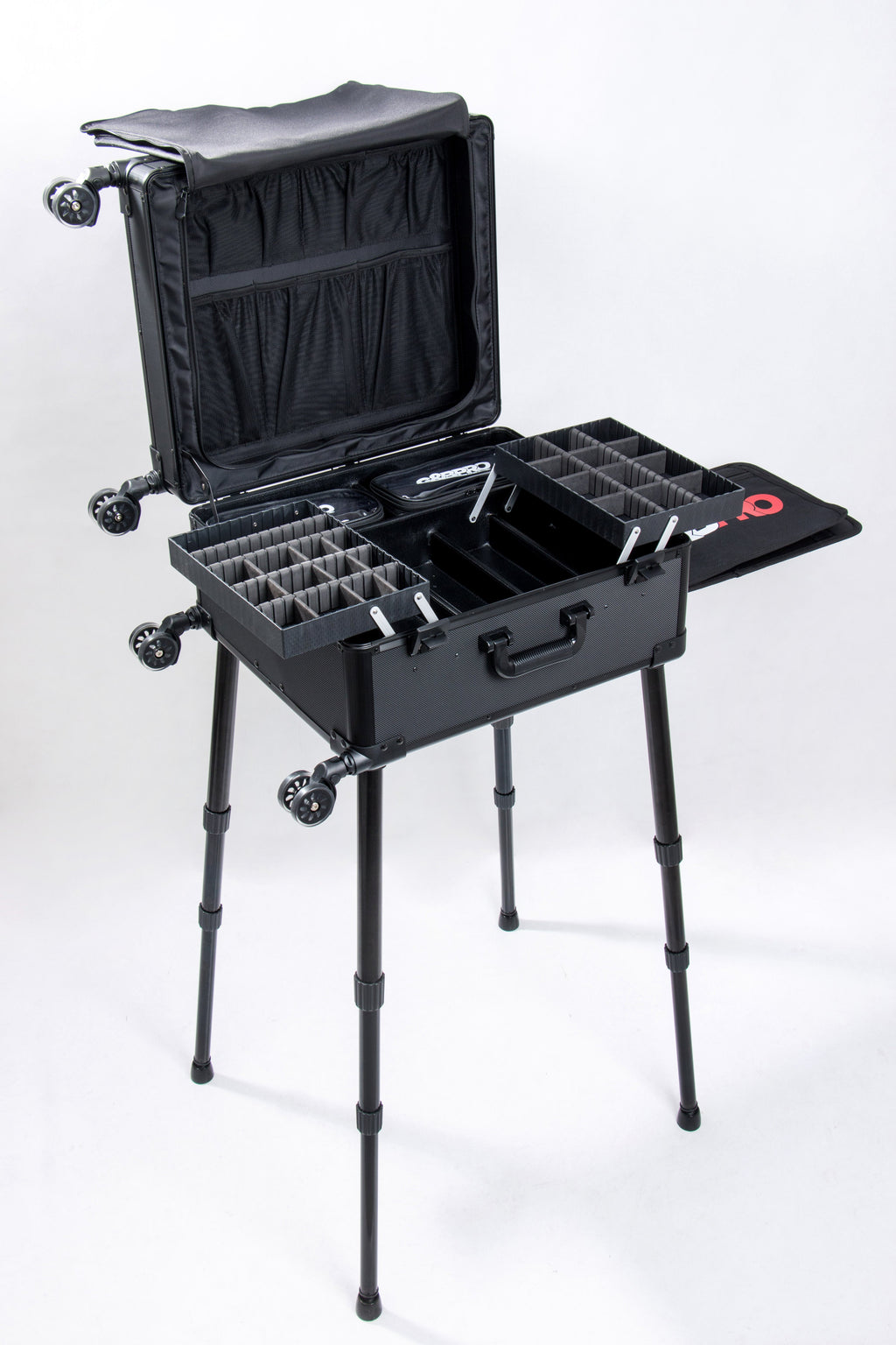 Roller Elite Mobile Workstation with LED Mirror & Extending Tray System – OG Black