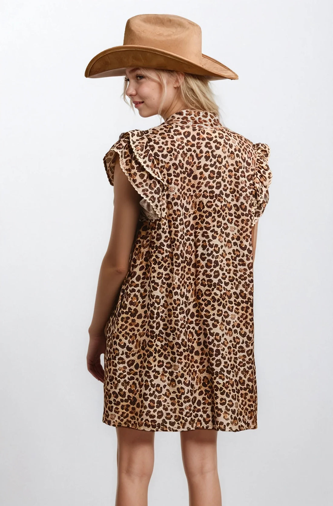 Desert Muse Leopard Ruffle Dress by Fitkitty Culture, stylish women&