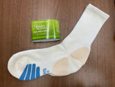 Unisex white bamboo viscose crew socks from Spun Bamboo, 5-pack, showing the smooth fabric and comfortable fit.