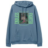 Yūjin Clothing Endless Fighter hoodie featuring a black hoodie with a bold graphic design and comfortable fit.