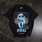 Black Arrival T-Shirt by Any Means Necessary Clothing featuring a front graphic design and casual fit.