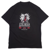 Black Neck Snap T-Shirt from Any Means Necessary Clothing, front view showing the neck snap design and casual fit.