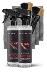 Blackline Car Care BLACKLINE® Reset interior cleaner and scent booster bottle on a clean surface.