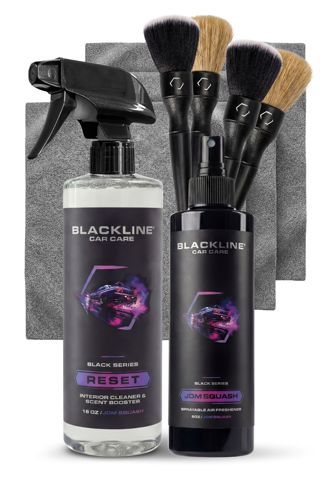Blackline Car Care BLACKLINE® 8oz air freshener for cars, featuring a sleek design and fresh scent, visible in the image.