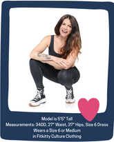 Jacquie wearing Fitkitty Culture BodyLove high-rise leggings, stylish black leggings with a textured jacquard pattern for activewear or yoga.