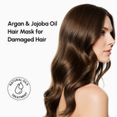 Maree Argan Oil and Biotin Hair Repair Mask in a jar, with jojoba oil, for nourishing and strengthening damaged hair.