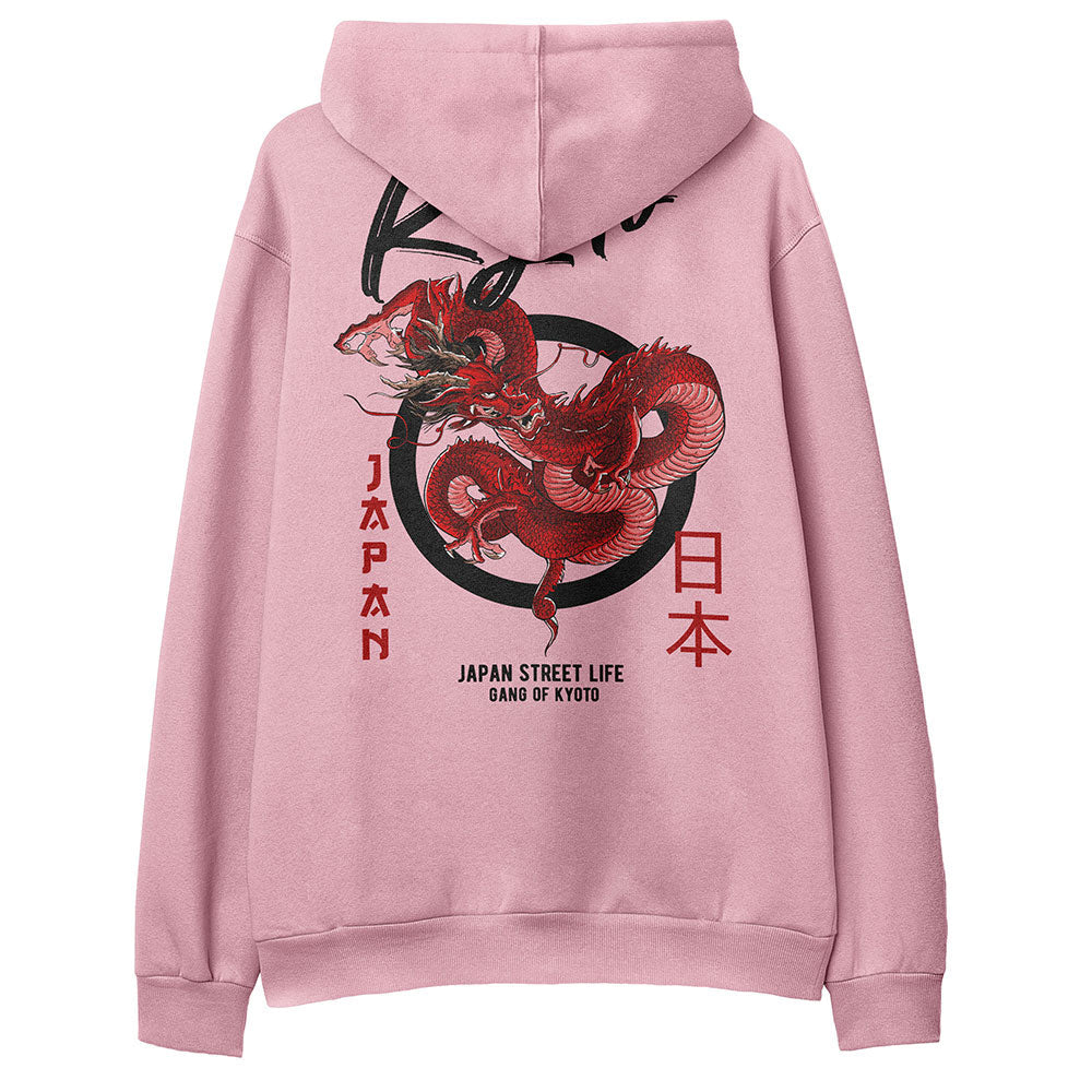 Yūjin Clothing Kyoto Hoodie in soft fabric with a stylish design and comfortable fit, featuring a hood and front pocket.