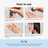 Maree keratin oil capsules for frizz control, showing sleek capsules in a clear container on a white background.