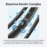 Maree keratin oil serum bottle for smooth, shiny hair with a dropper applicator, on a neutral background.