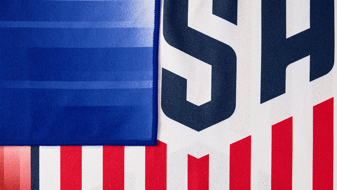 U.S. Soccer 2024 Knockaround Adventure towel by Goal Five, featuring vibrant team logo and colorful sports-inspired design.