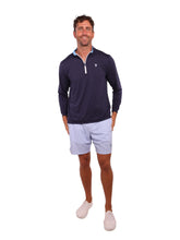 Navy long sleeve quarter zip lightweight sweatshirt by White Water Life, ultra-soft fabric, casual outdoor style.